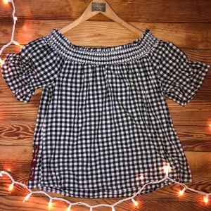 Off the Shoulder Gingham Top